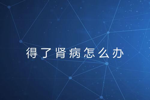 得了肾病怎么办